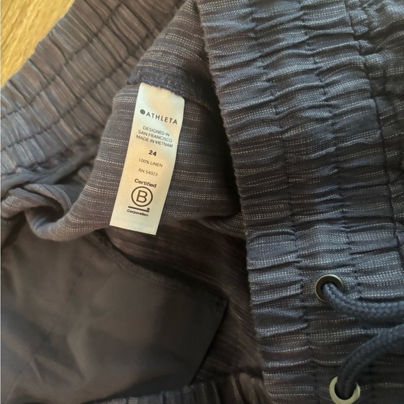 ATHLETA CABO 100% LINEN CHINO TEXTURED 4" SHORT 24 BLUE - Picture 5 of 7